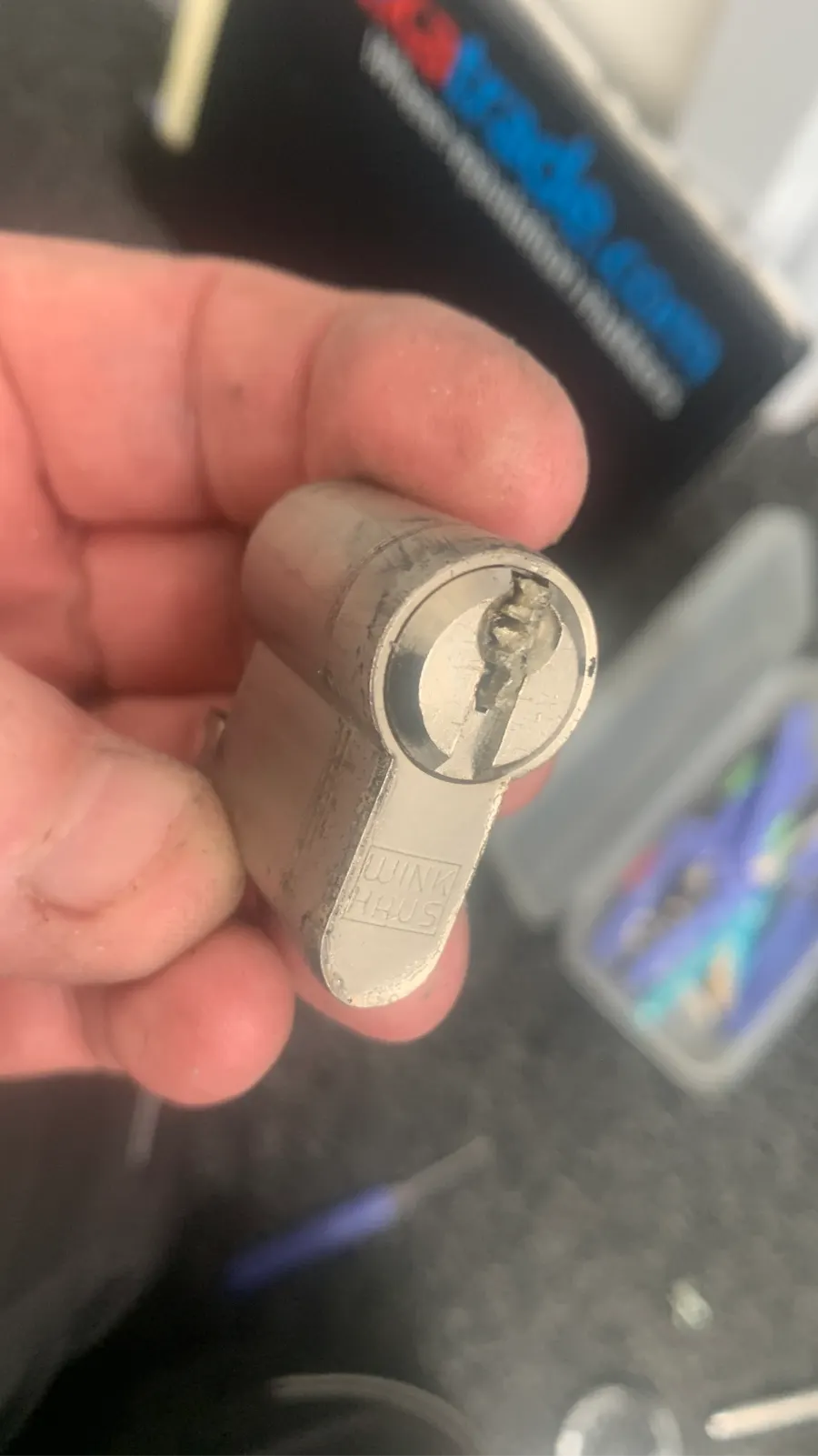 New anti-snap euro cylinder fitted after a snapped key removal in Marchwood