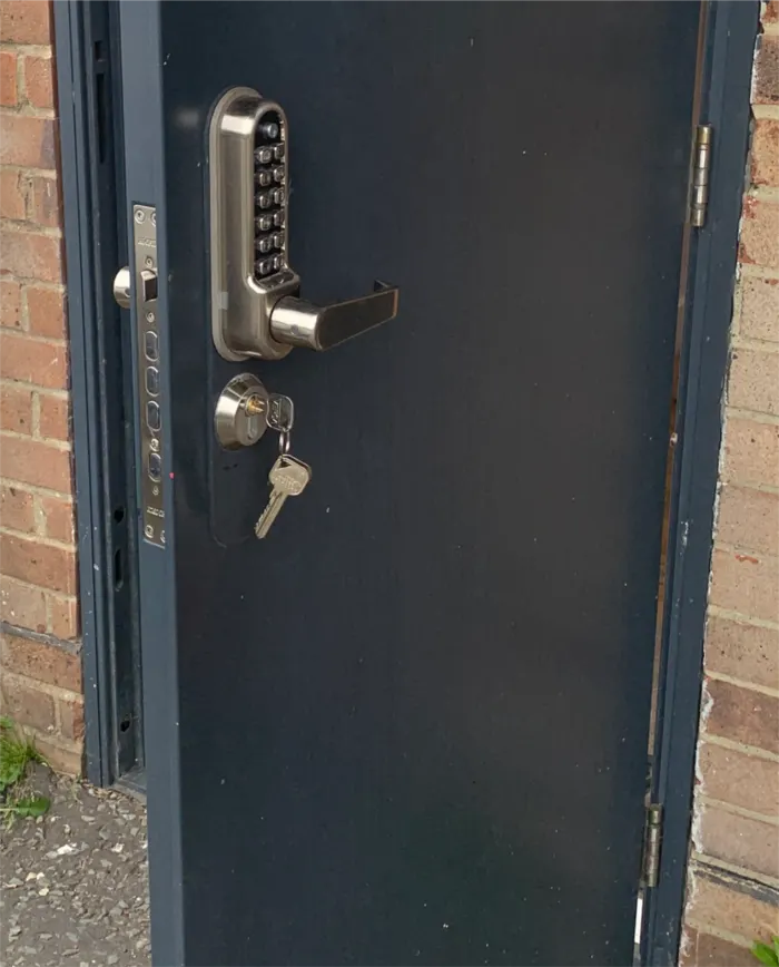 Commercial unit door in Totton after non-destructive entry and anti-snap cylinder upgrade