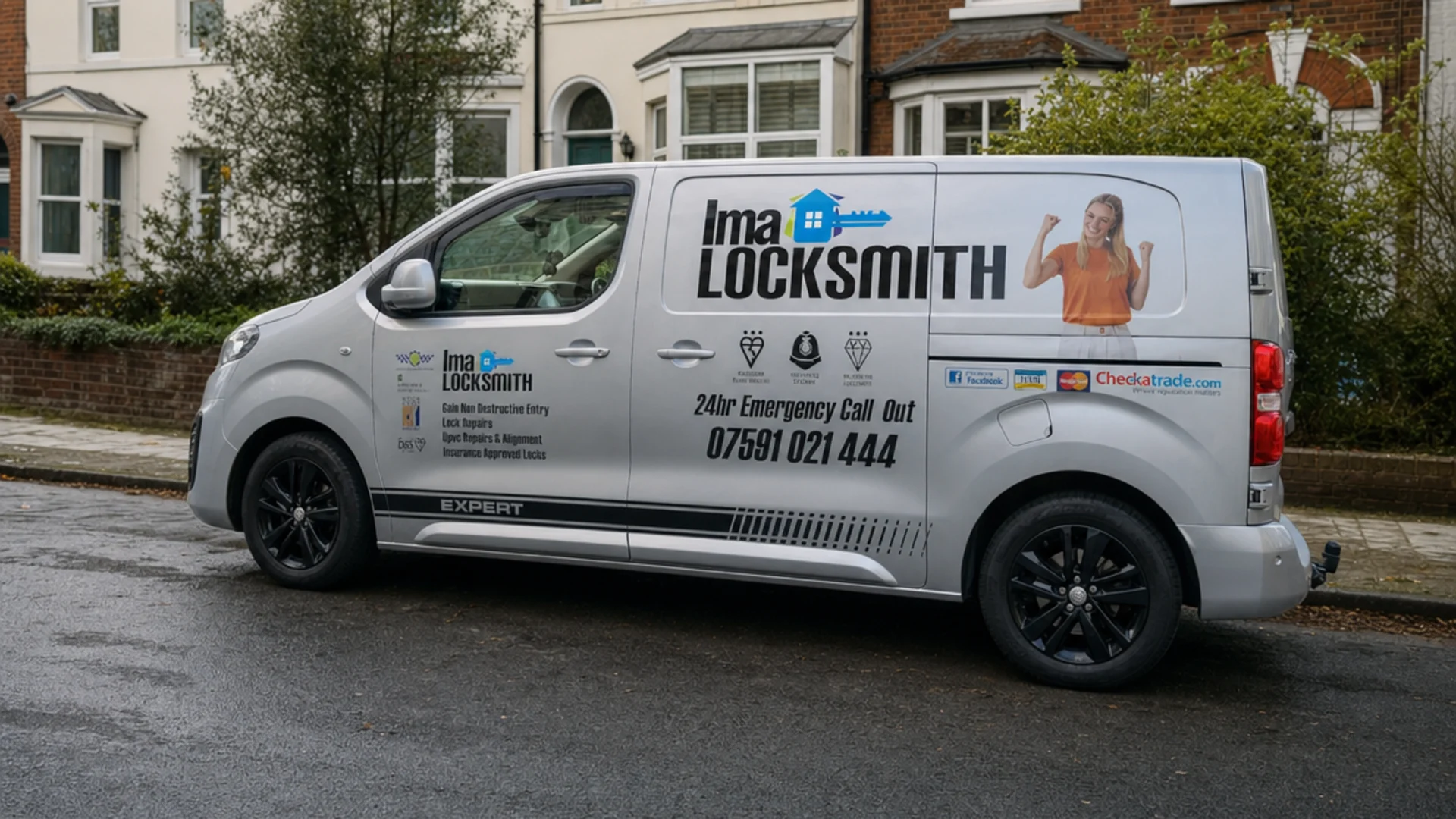 The IMA Locksmith van showing the IMA Locksmith logo and livery