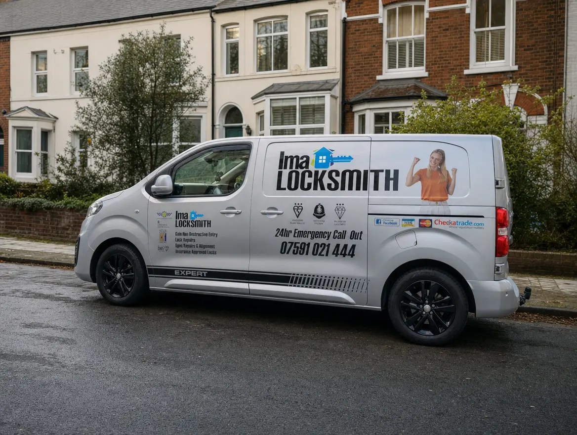 The IMA Locksmith van outside a Victorian terrace